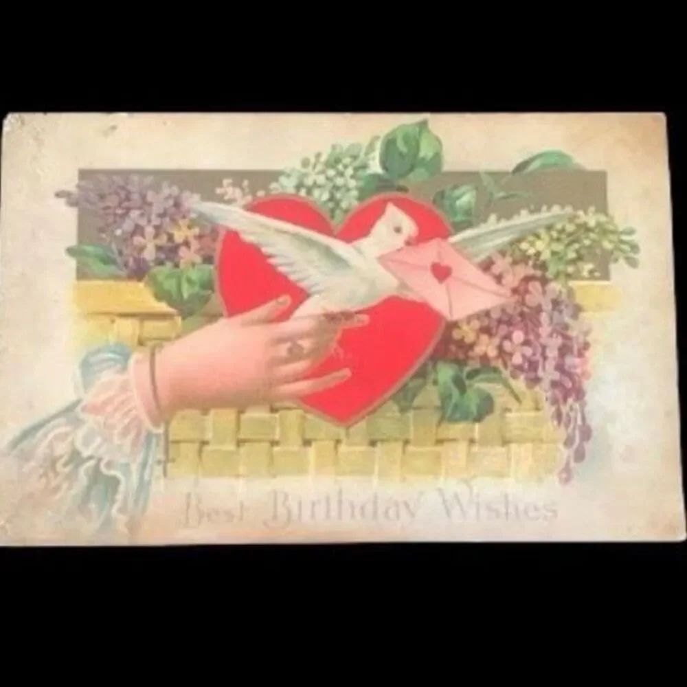 1909 E. Nash Birthday Postcard – Vintage Victorian Greeting in Frame